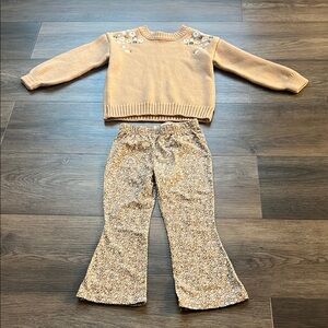 Btween Brown Floral Skirt with Lace Trim